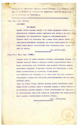 Copia de los diferentes radiotelegramas enviados a la dirección general de la armada y al directo...