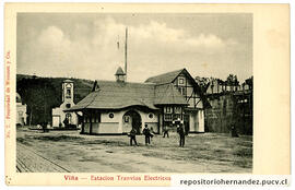 Postal Estación tranvías eléctricos - Viña del Mar