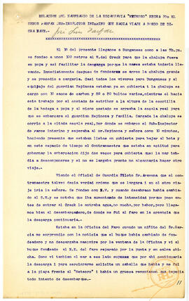 Relación del naufragio de la escampavía "Meteoro" hecha por el señor Farfán sub-inspect...