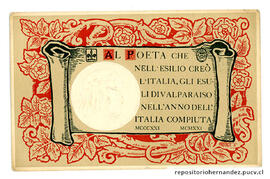 Tarjeta recuerdo VI centenario nacimiento de Dante Alighieri